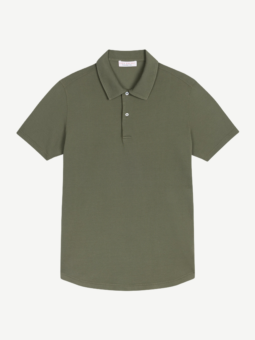 Luca Faloni Cotton Piqué Classic Polo - Khaki Green - view 5