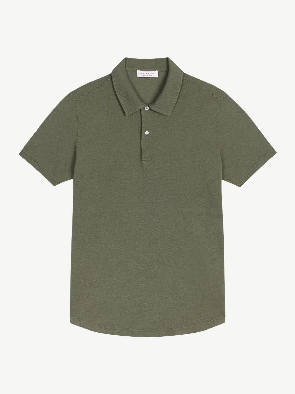 Luca Faloni Cotton Piqué Classic Polo - Khaki Green - view 5