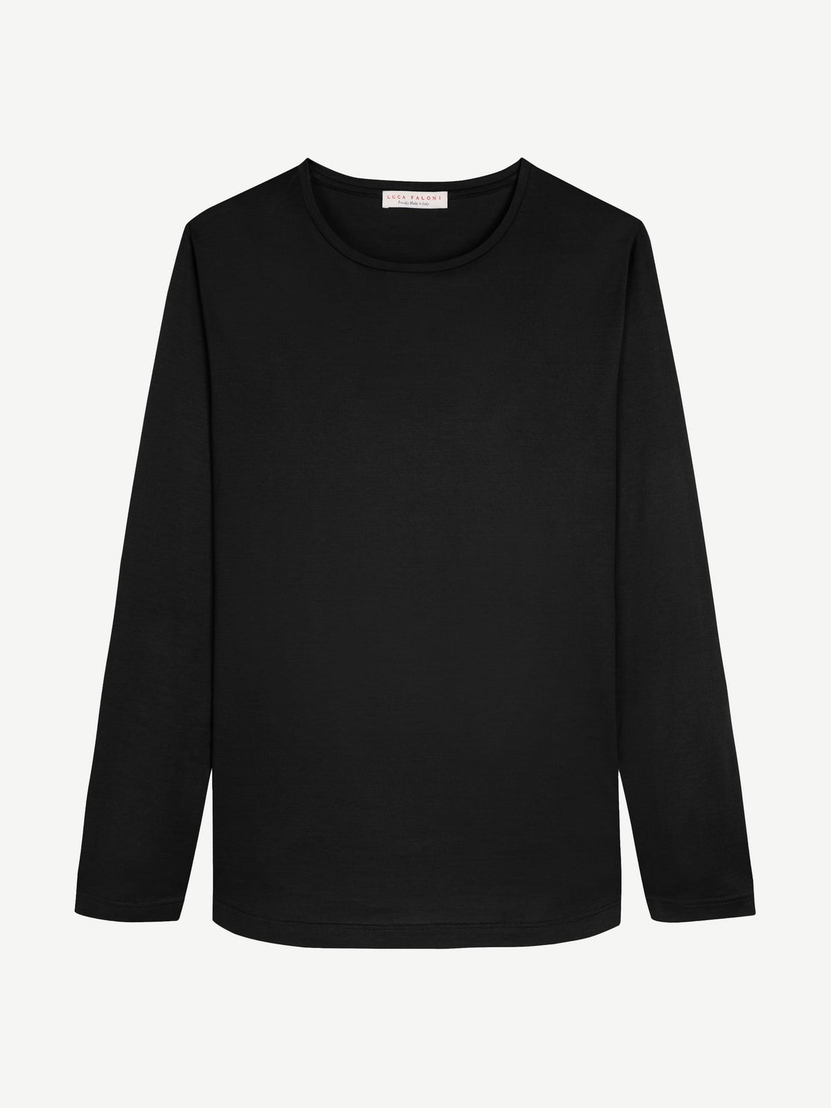 Luca Faloni Silk-Cotton Long-Sleeved T-Shirt - Black - view 5