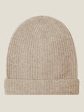 Front view of the Luca Faloni Chunky Knit Beanie in Camel Beige on a neutral background.