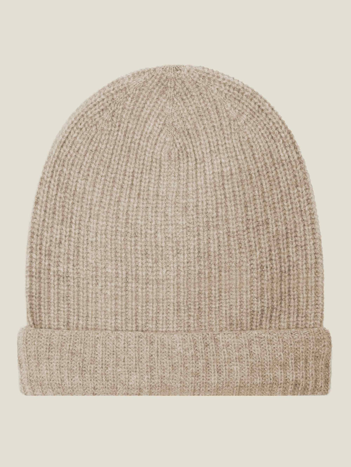 Front view of the Luca Faloni Chunky Knit Beanie in Camel Beige on a neutral background.