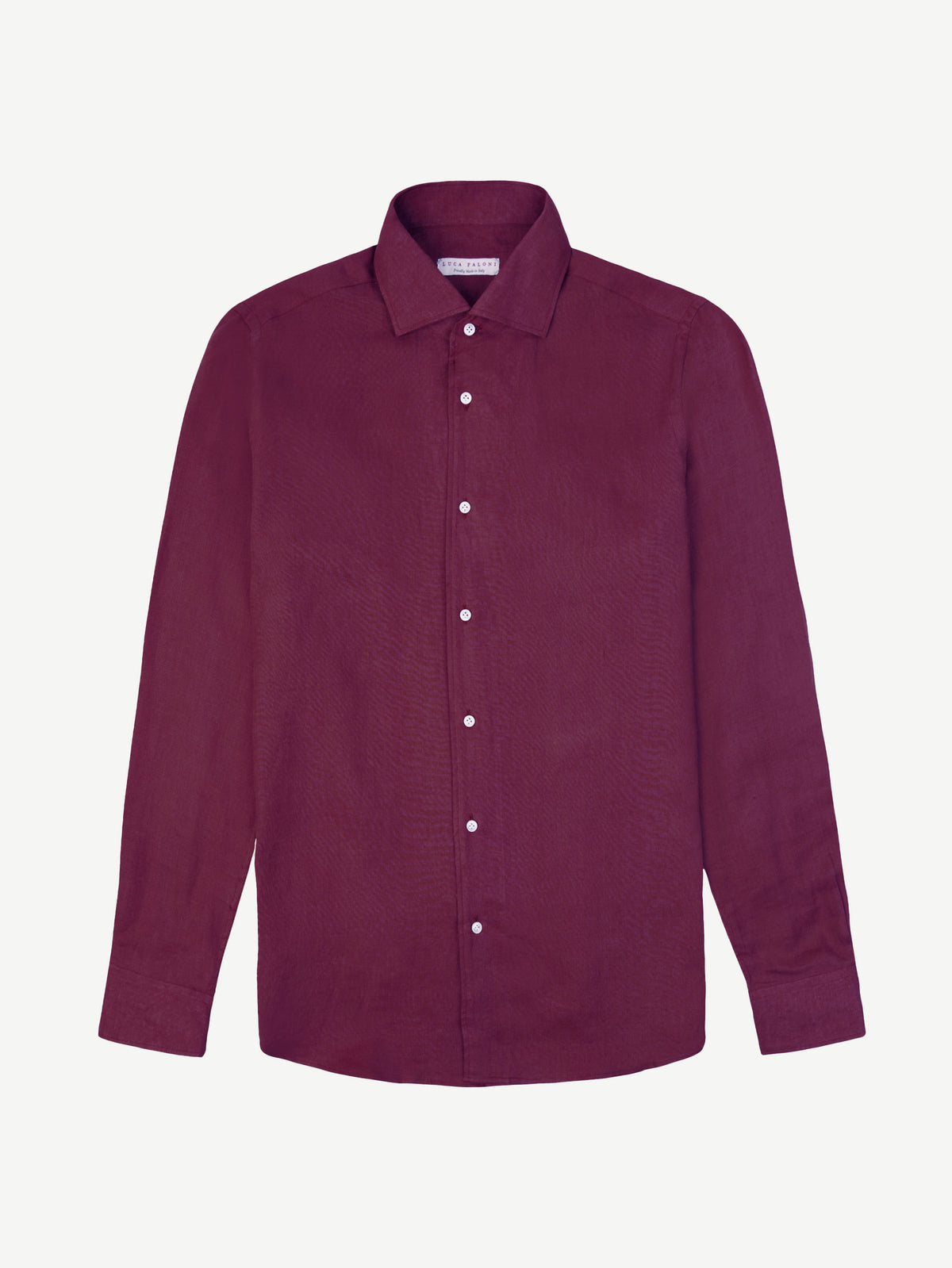 Luca Faloni Linen Portofino Shirt - Burgundy - view 5