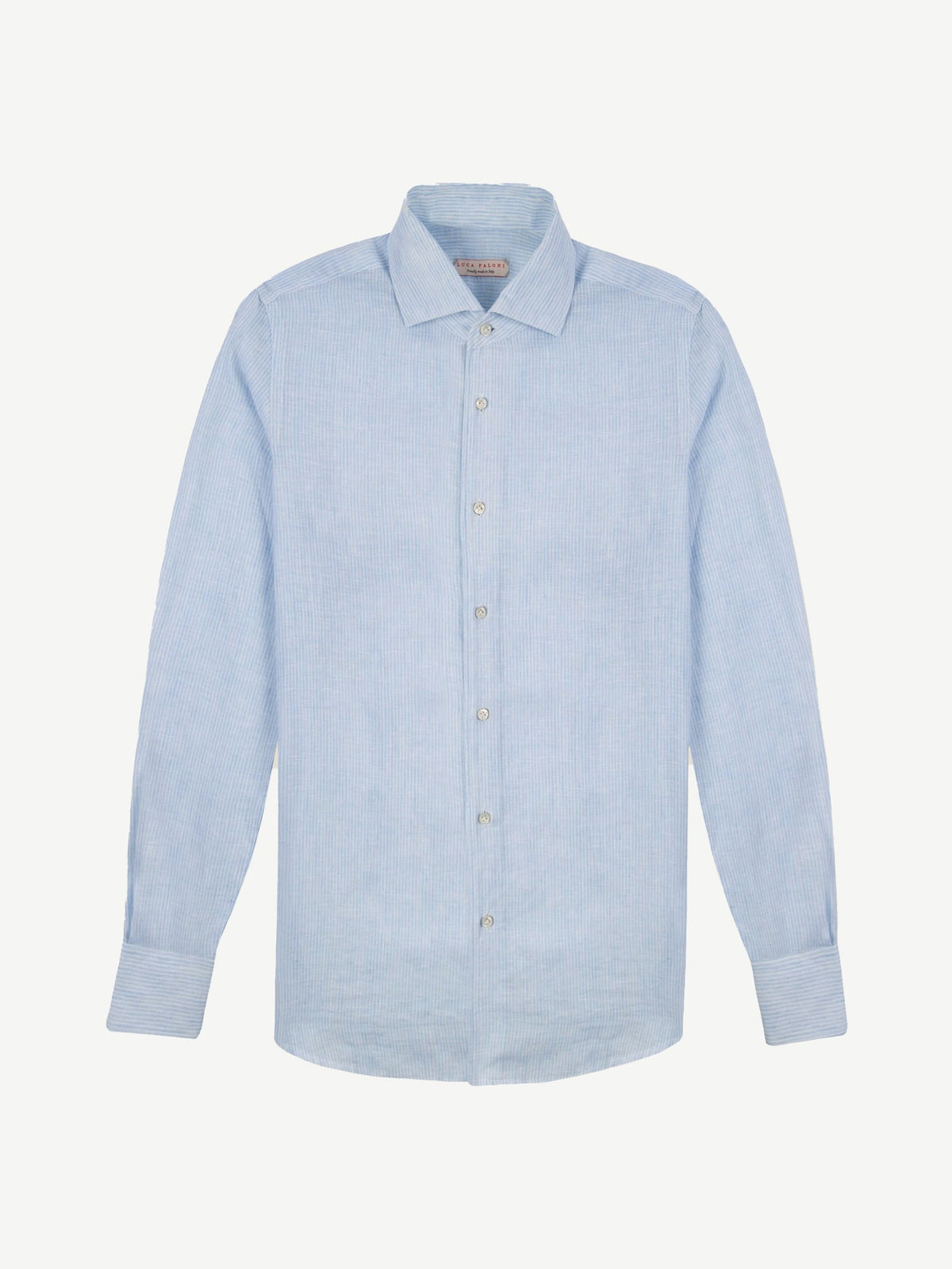 Luca Faloni Linen Portofino Shirt - Striped Sky Blue - view 5