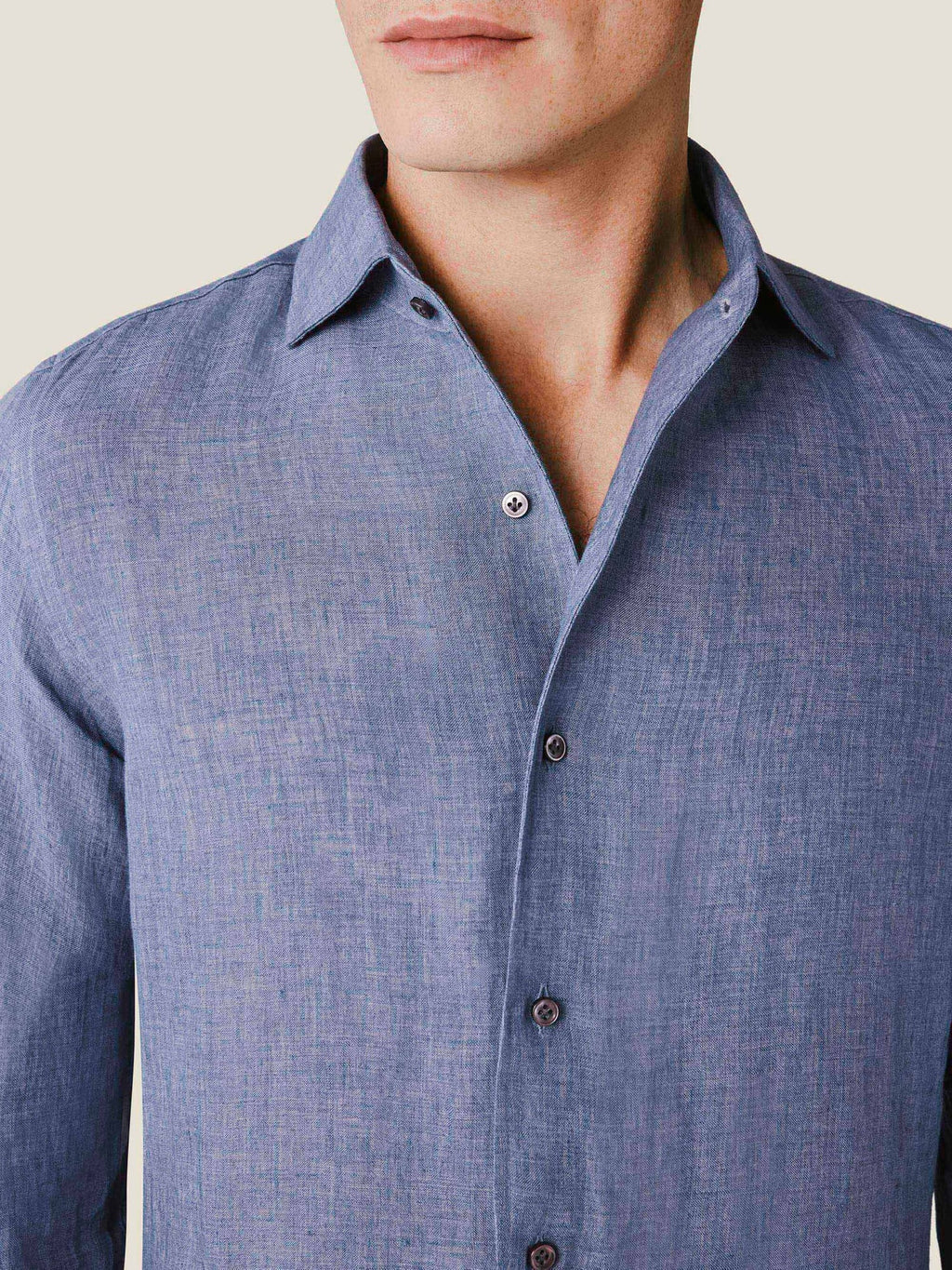 Luca Faloni Linen Portofino Shirt - Steel Blue - view 2