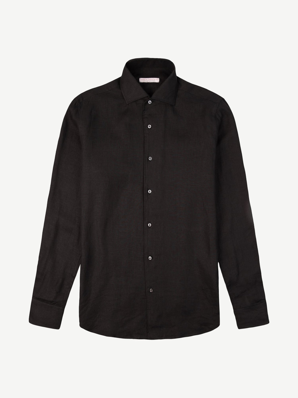 Luca Faloni Linen Portofino Shirt - Black - view 5