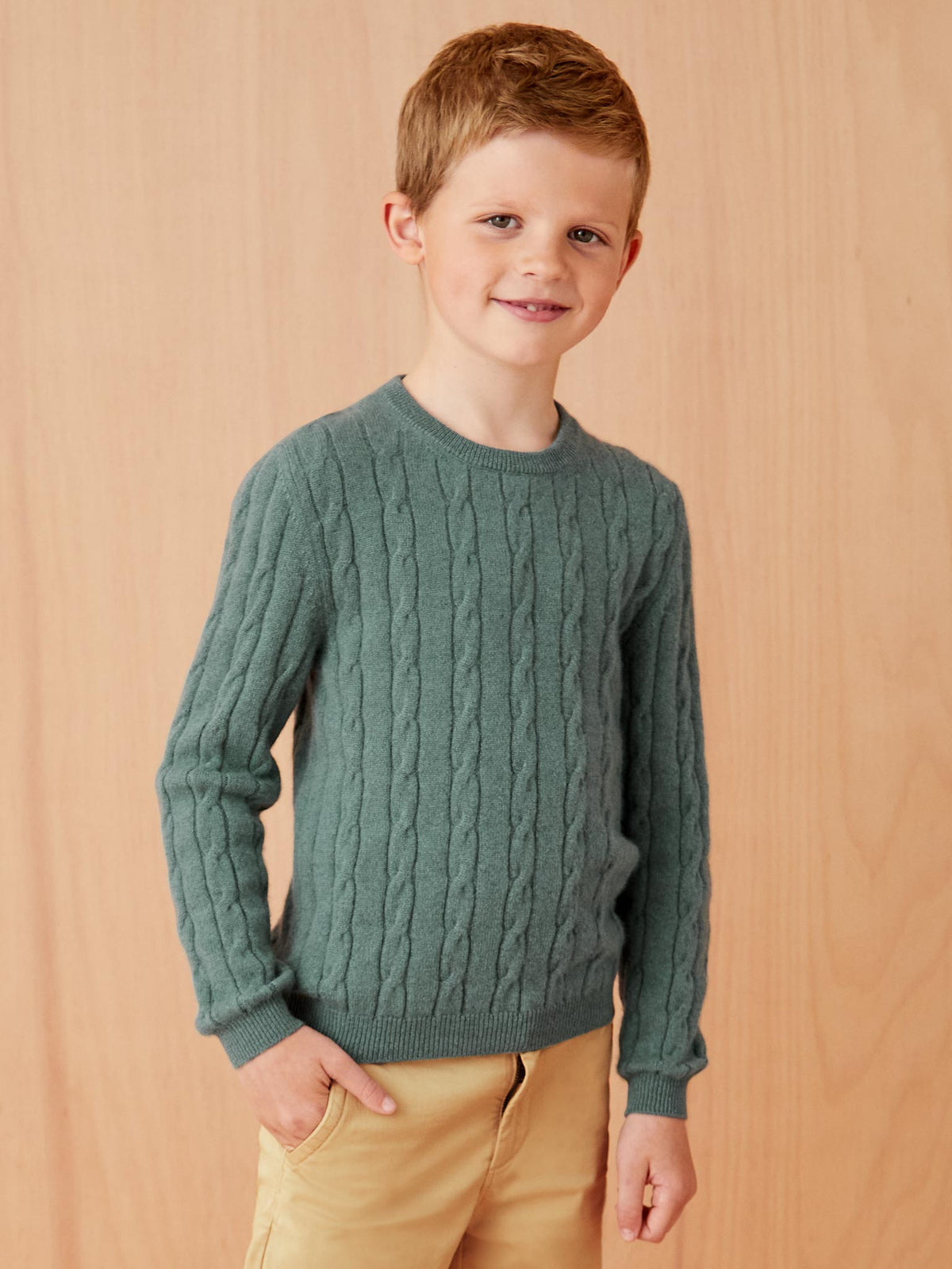 Luca Faloni 2-Ply Cashmere Junior Cable Knit - Marine Green - view 2