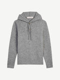 Front view of the Junior Cashmere Hoodie in grey against a studio background.