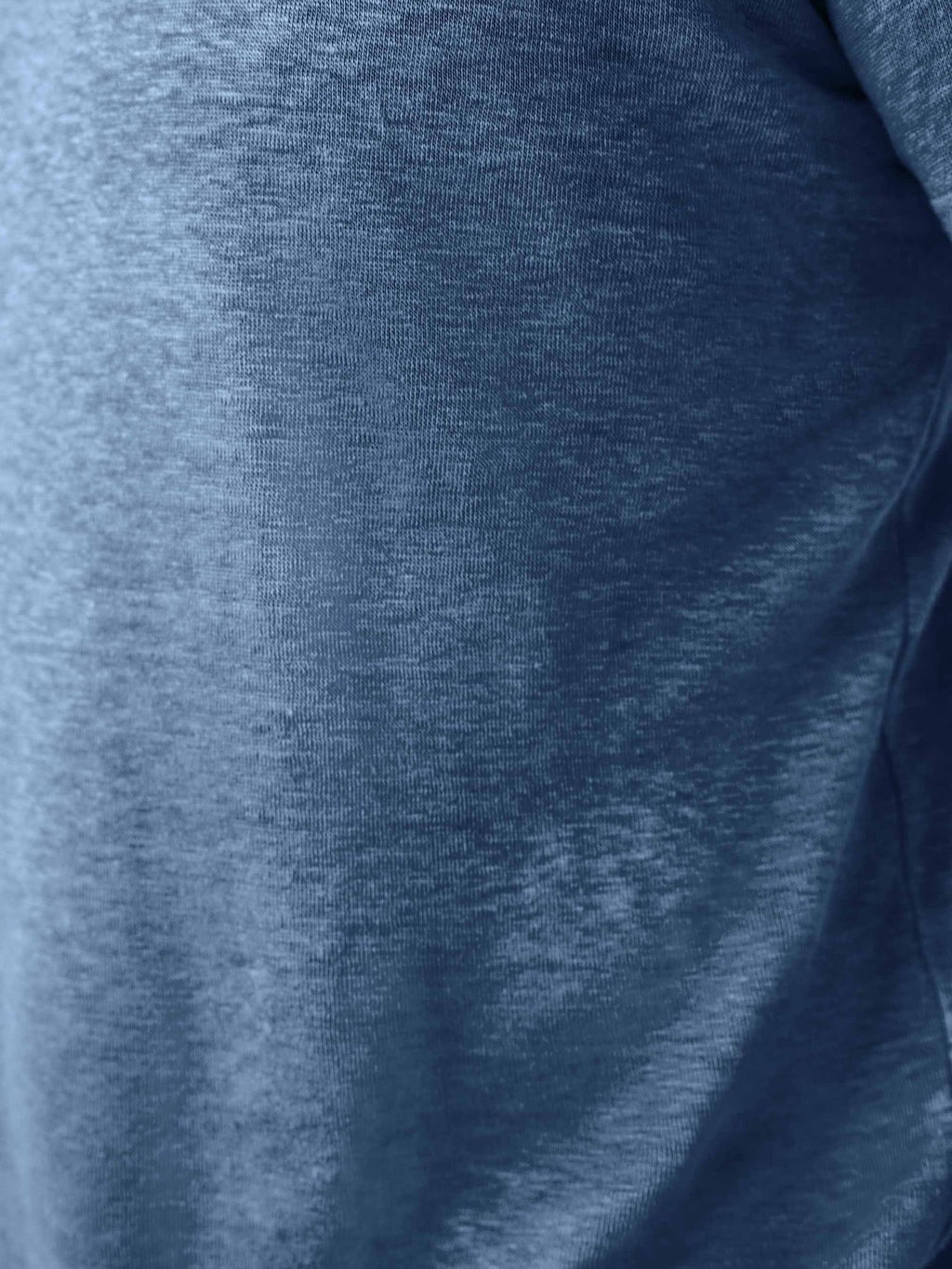 A close-up shot of the Steel Blue Junior Linen Jersey T-Shirt fabric, highlighting its soft and breathable texture.