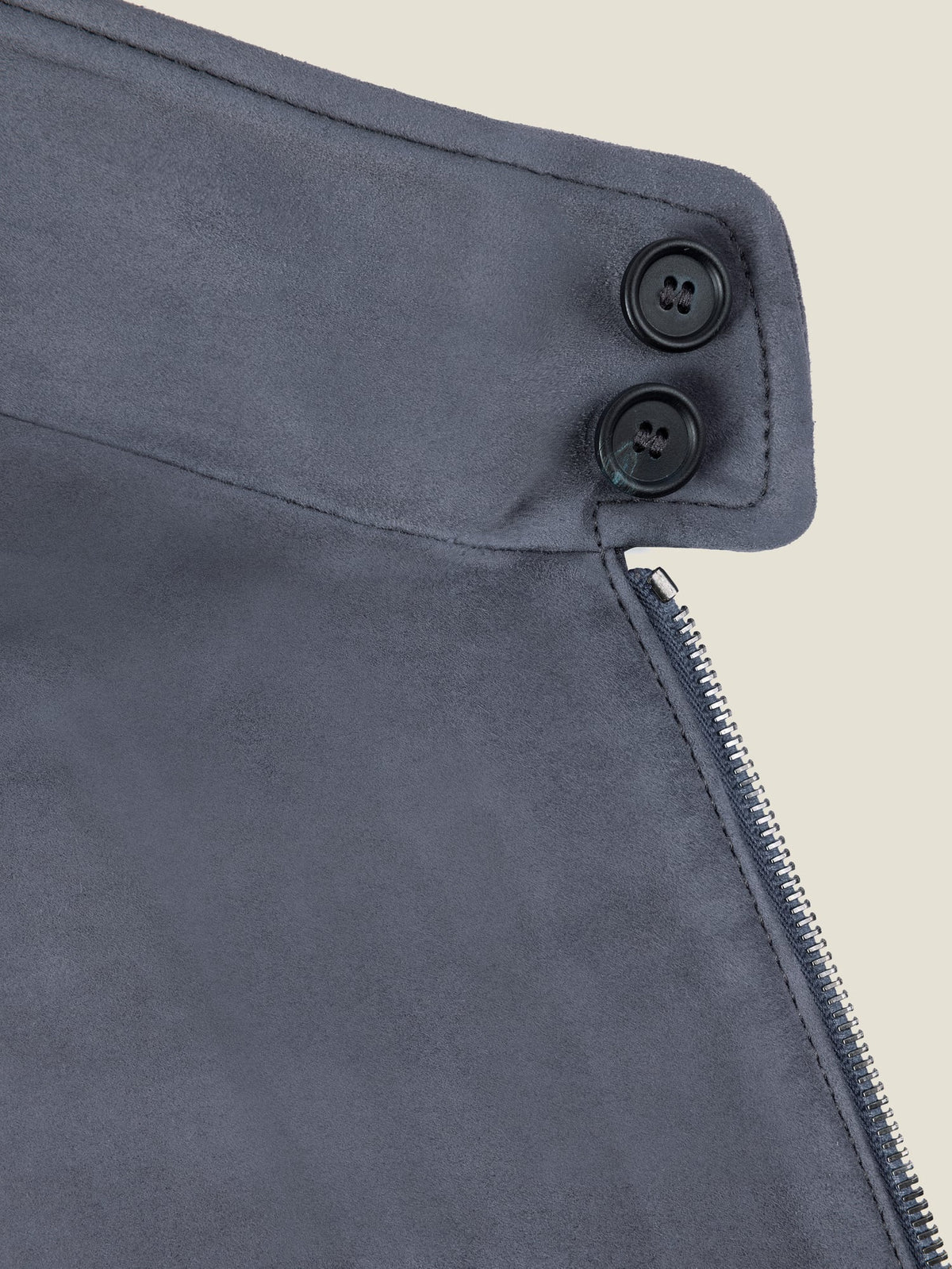 Luca Faloni Goatskin Suede Leather Classic Bomber Jacket - Steel Blue - view 6