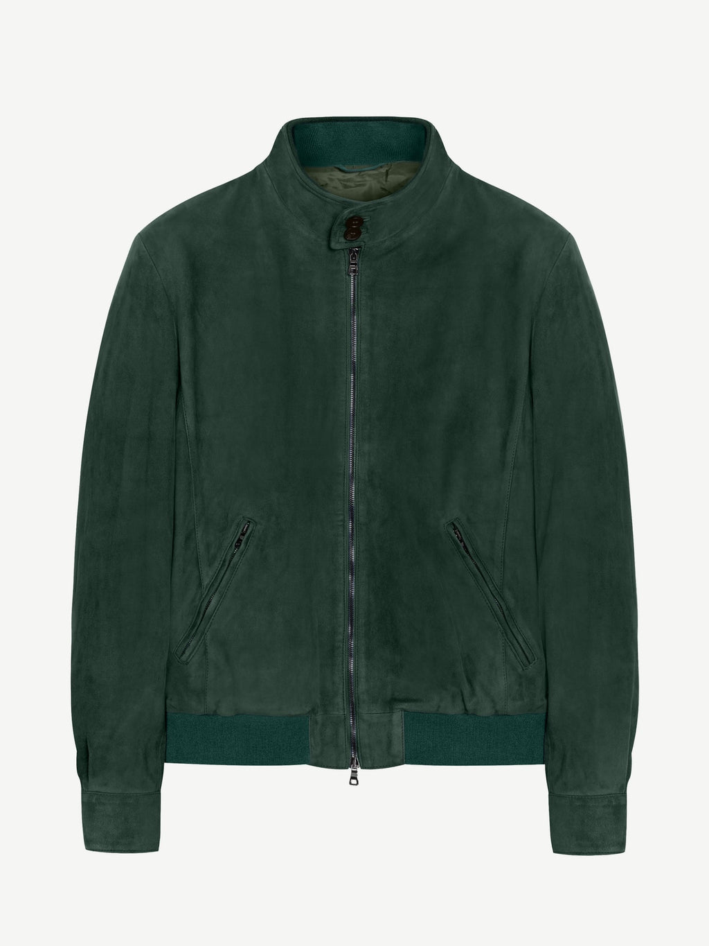 Luca Faloni Leather Classic Bomber Jacket - Forest Green - view 8