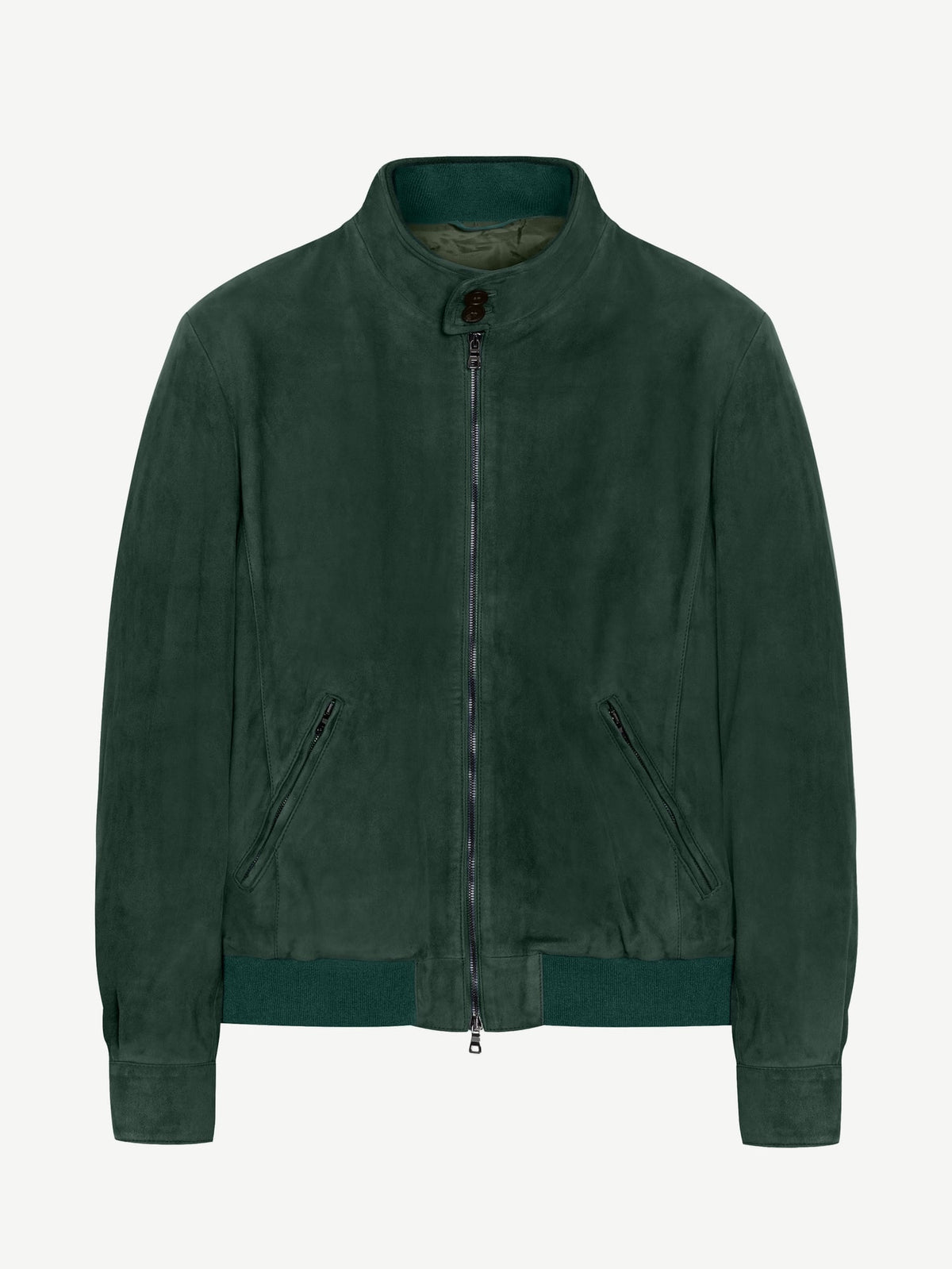 Luca Faloni Leather Classic Bomber Jacket - Forest Green - view 8