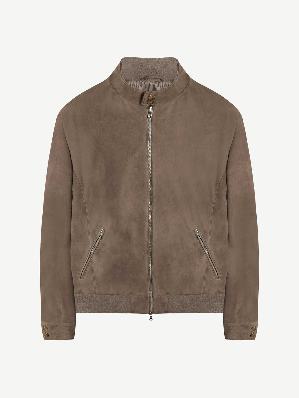 Luca Faloni Goatskin Suede Leather Classic Bomber Jacket - Hazelnut Brown - view 9