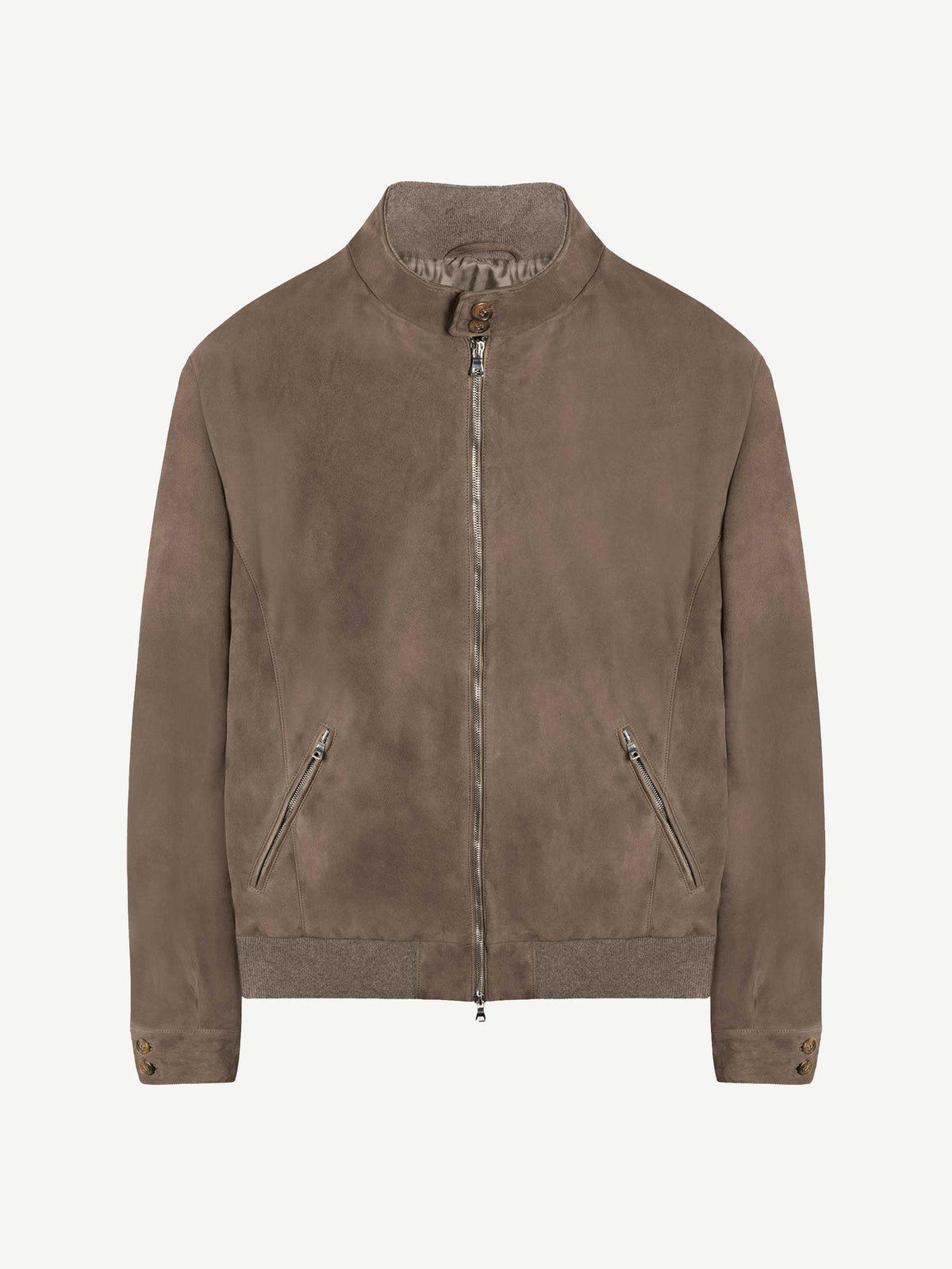 Luca Faloni Goatskin Suede Leather Classic Bomber Jacket - Hazelnut Brown - view 9
