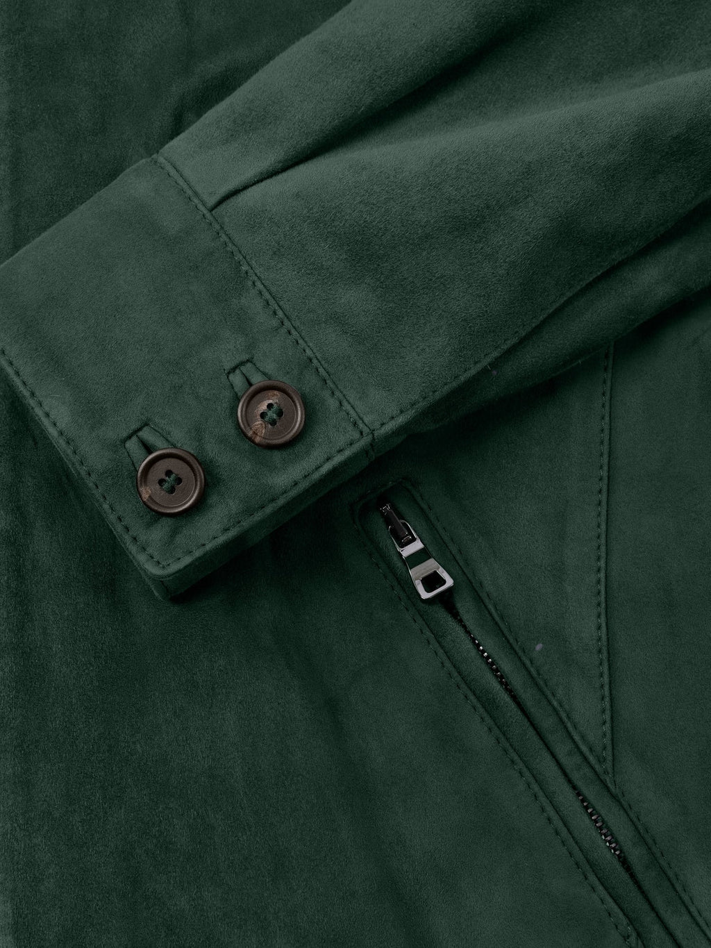Luca Faloni Leather Classic Bomber Jacket - Forest Green - view 5
