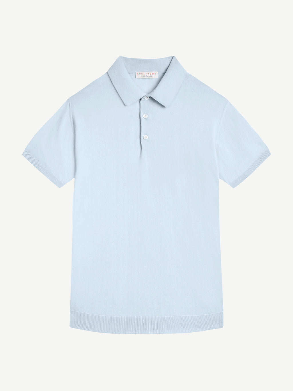 Luca Faloni Cotton Knitted Polo - Light Blue - view 5