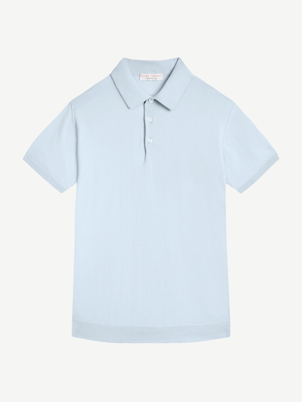 Luca Faloni Cotton Knitted Polo - Light Blue - view 5