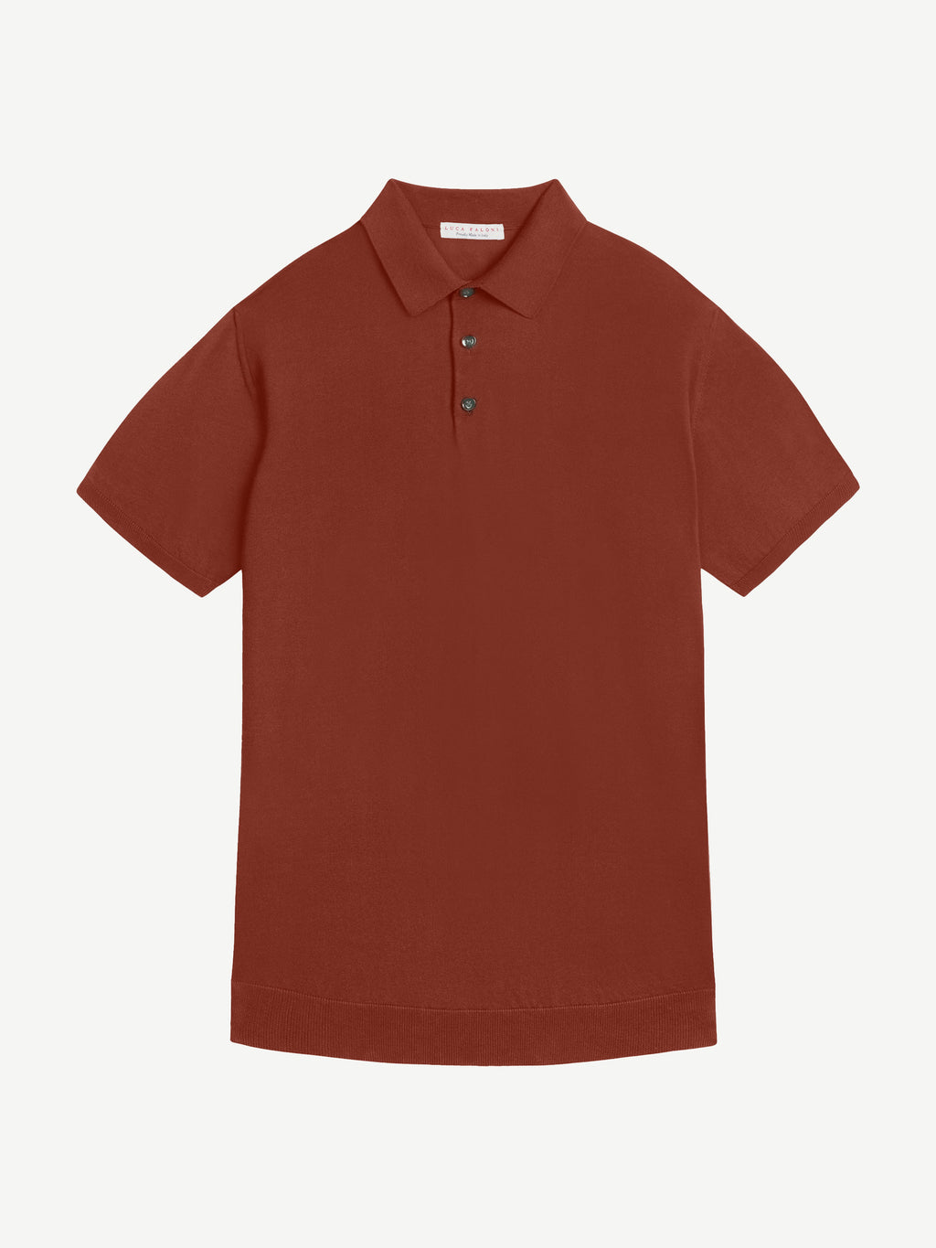 Luca Faloni Cotton Knitted Polo - Rust - view 5