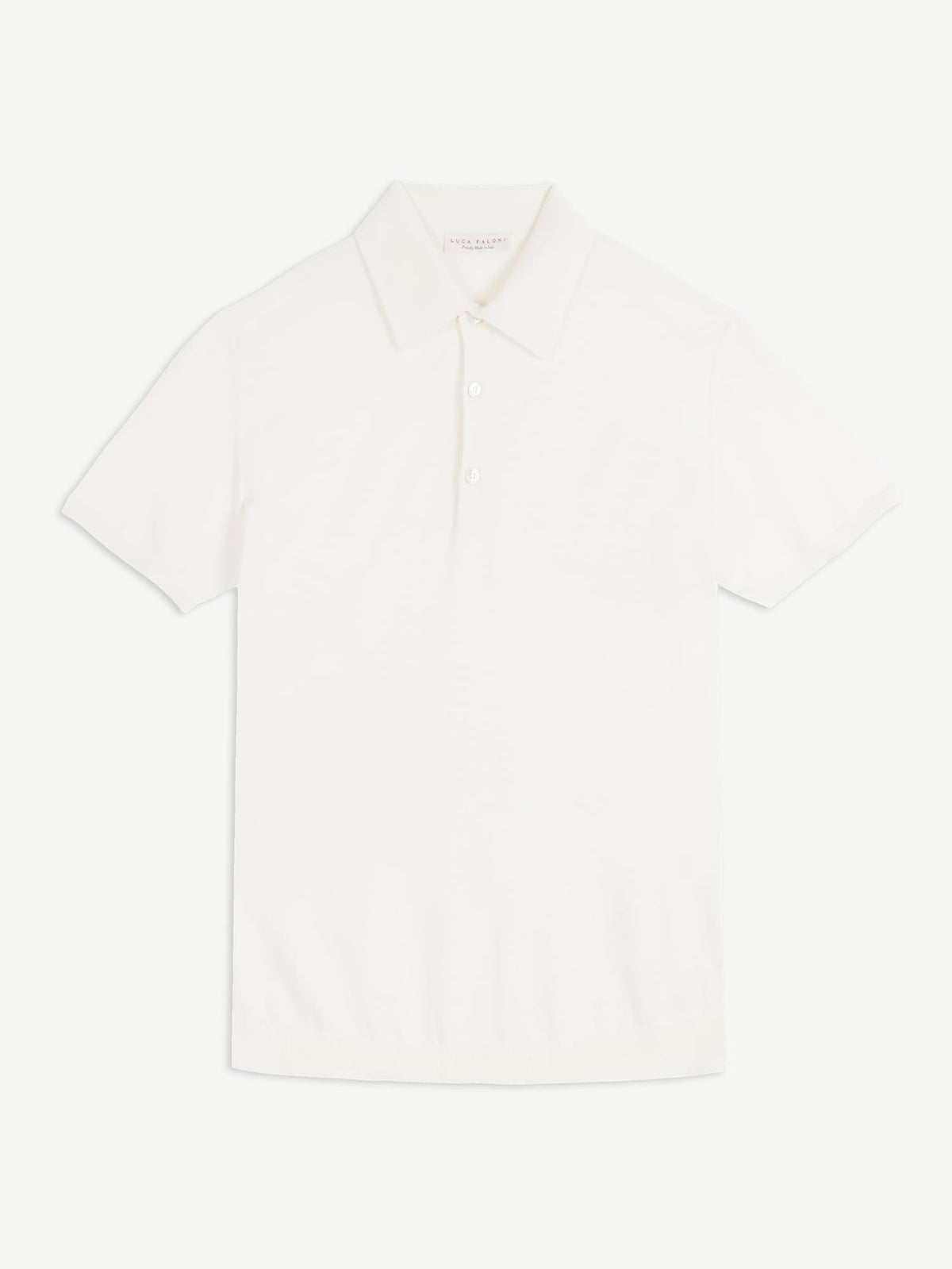 Luca Faloni Cotton Knitted Polo - Cream - view 5