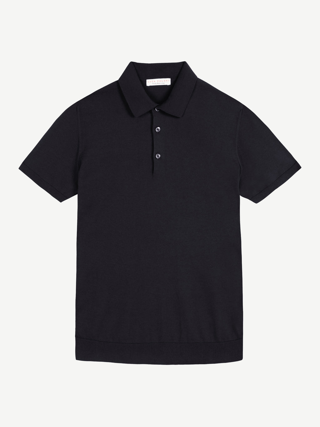 Luca Faloni Cotton Knitted Polo - Black - view 5
