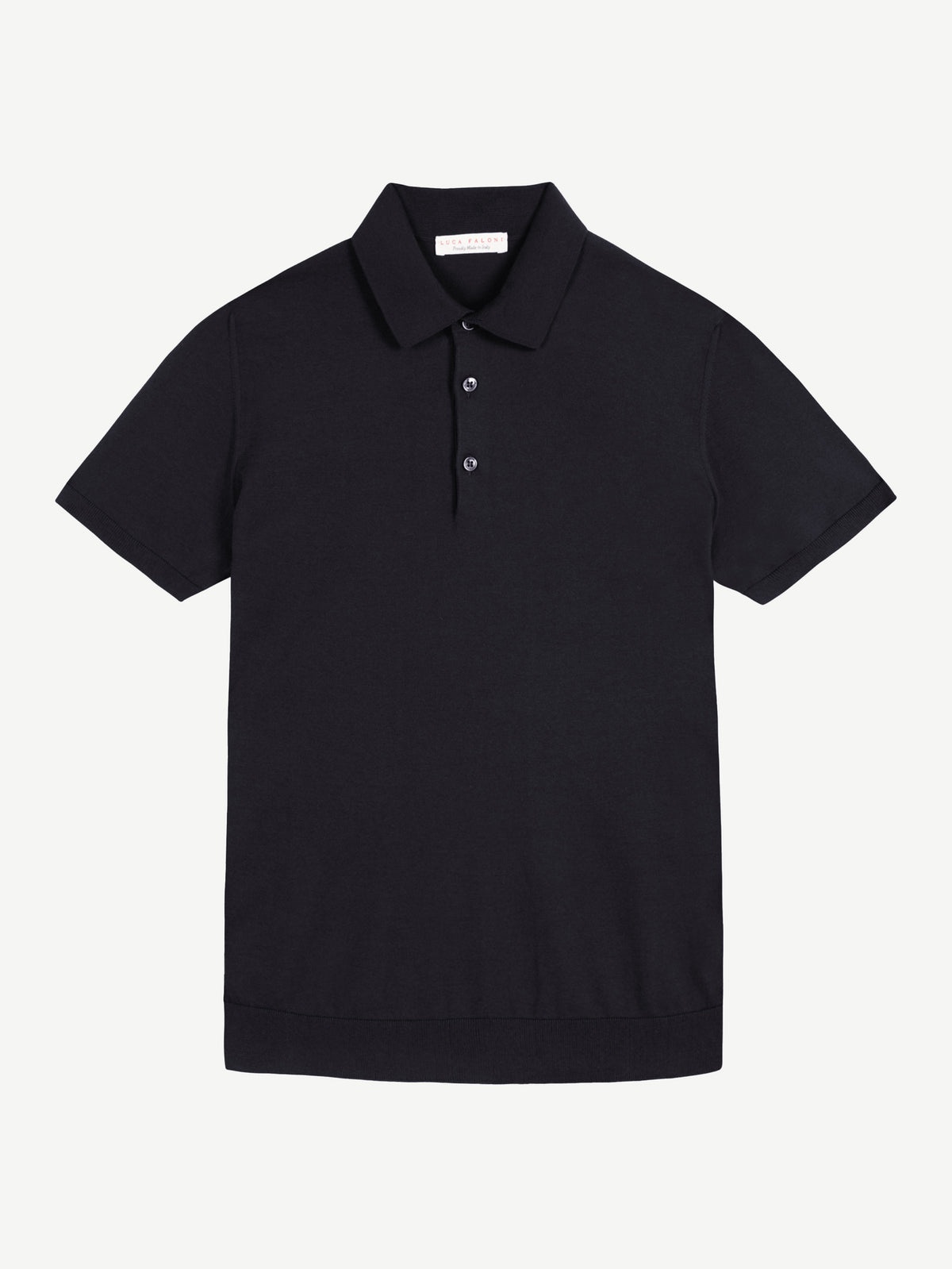 Luca Faloni Cotton Knitted Polo - Black - view 5