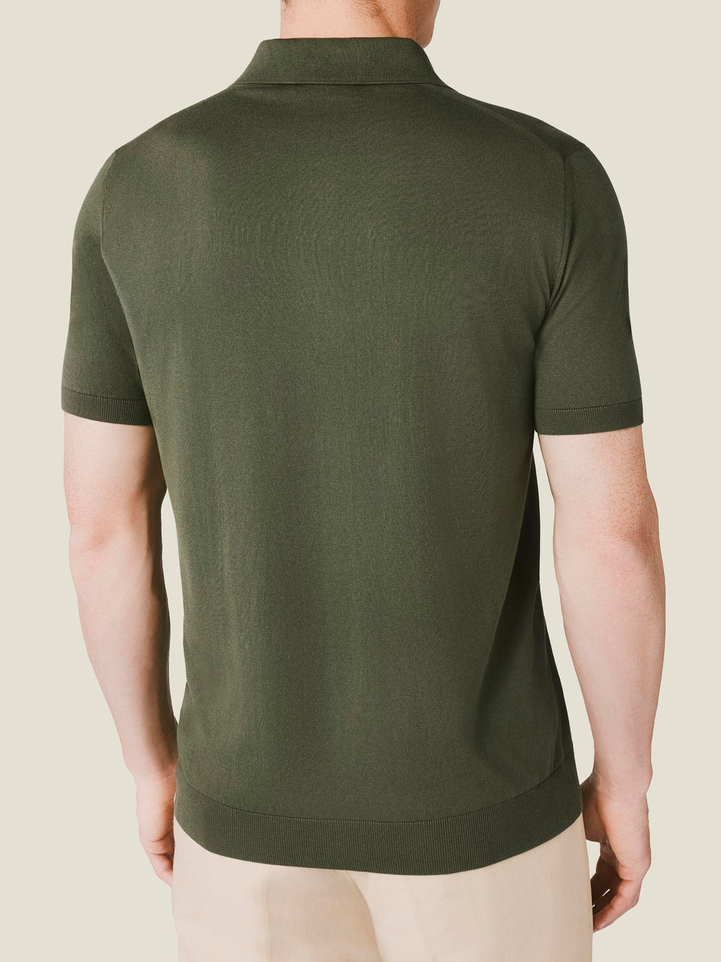 Luca Faloni Cotton Knitted Polo - Olive Green - view 3