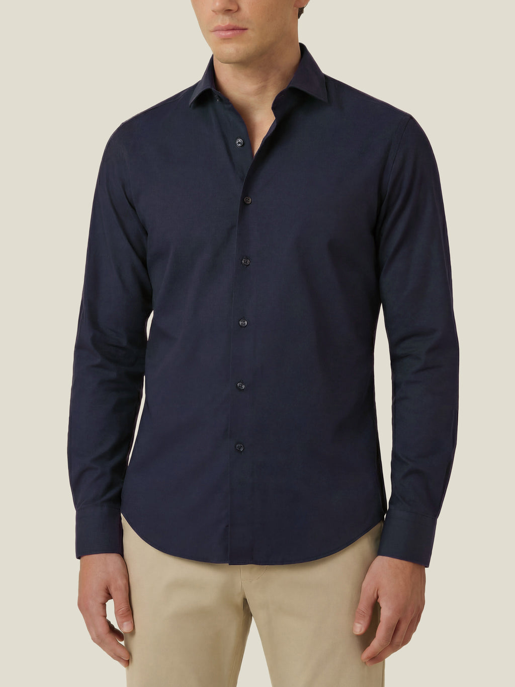 Luca Faloni Poplin Cotton Classic Shirt - Midnight Blue - view 1