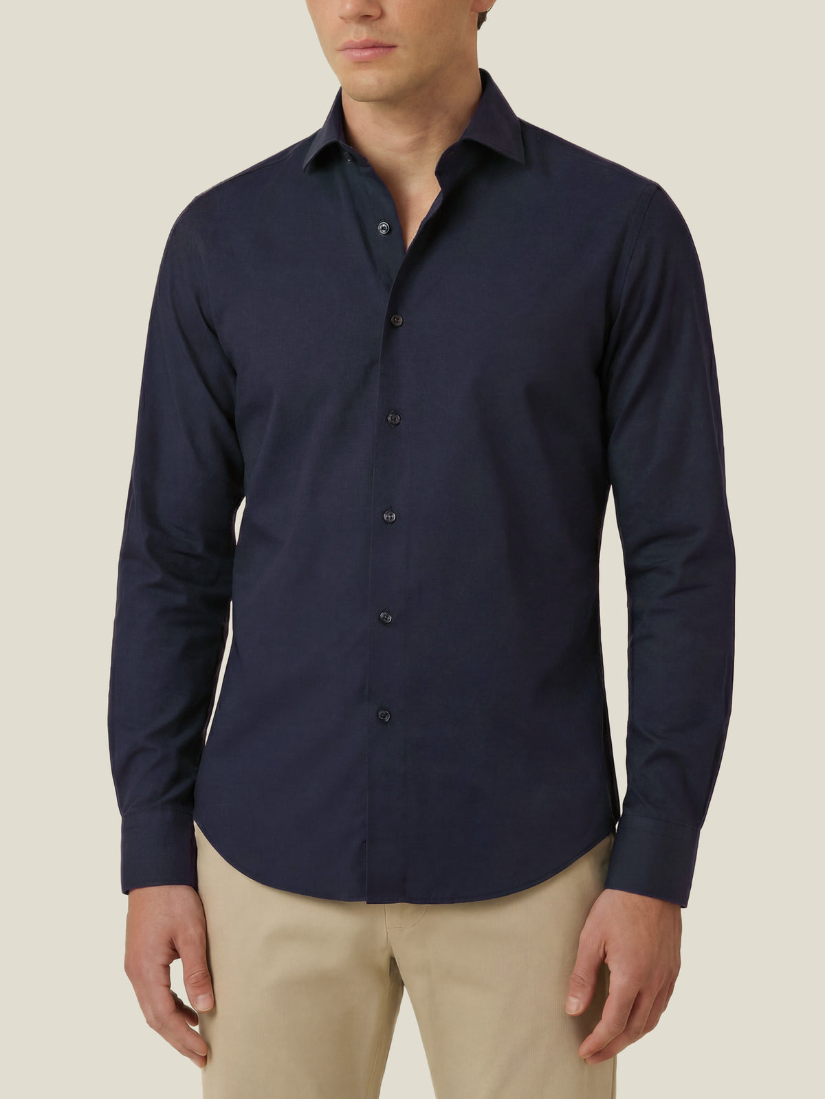 Luca Faloni Poplin Cotton Classic Shirt - Midnight Blue - view 1