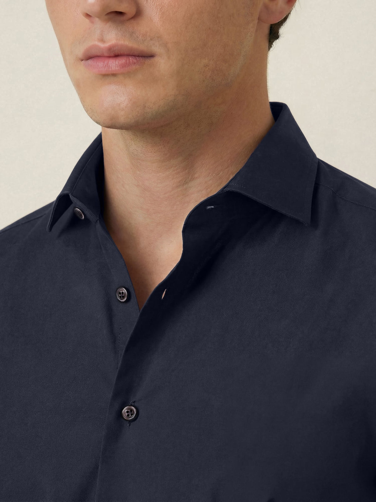 Luca Faloni Poplin Cotton Classic Shirt - Midnight Blue - view 2