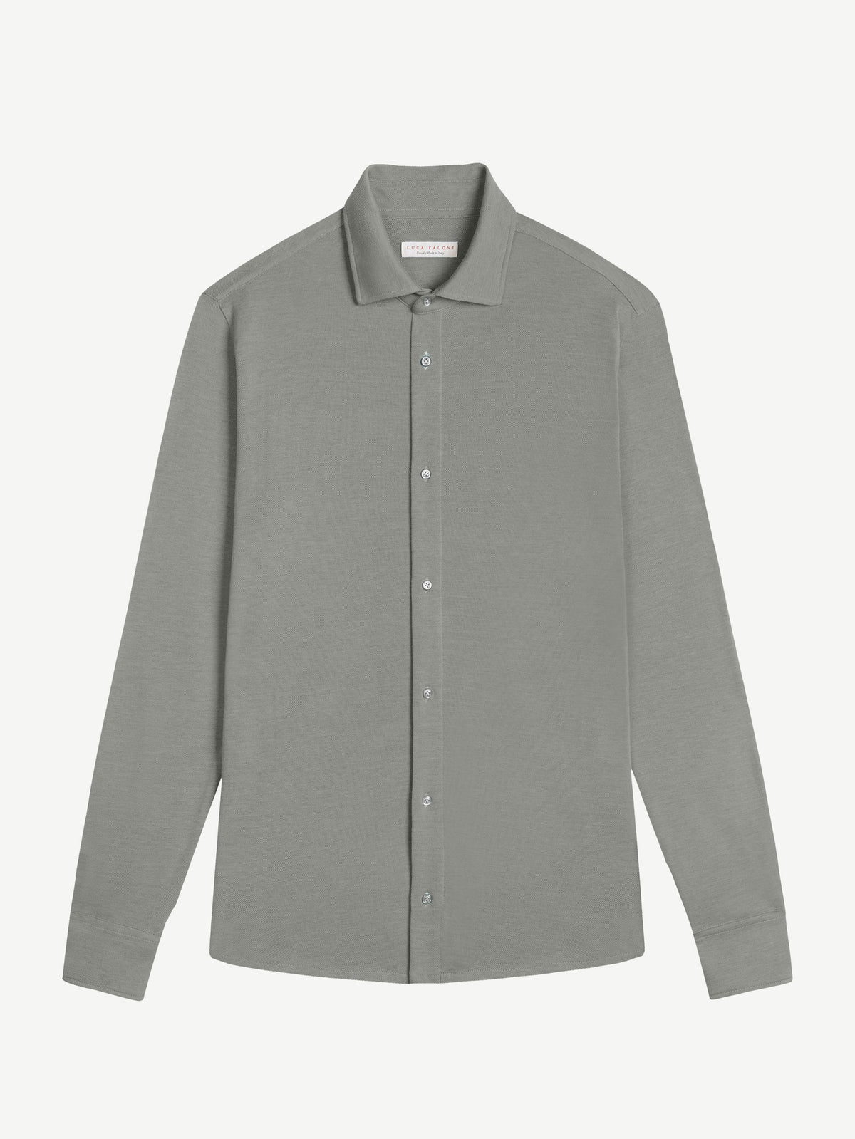 Luca Faloni Silk-Cotton Piqué Shirt - Marine Green - view 5