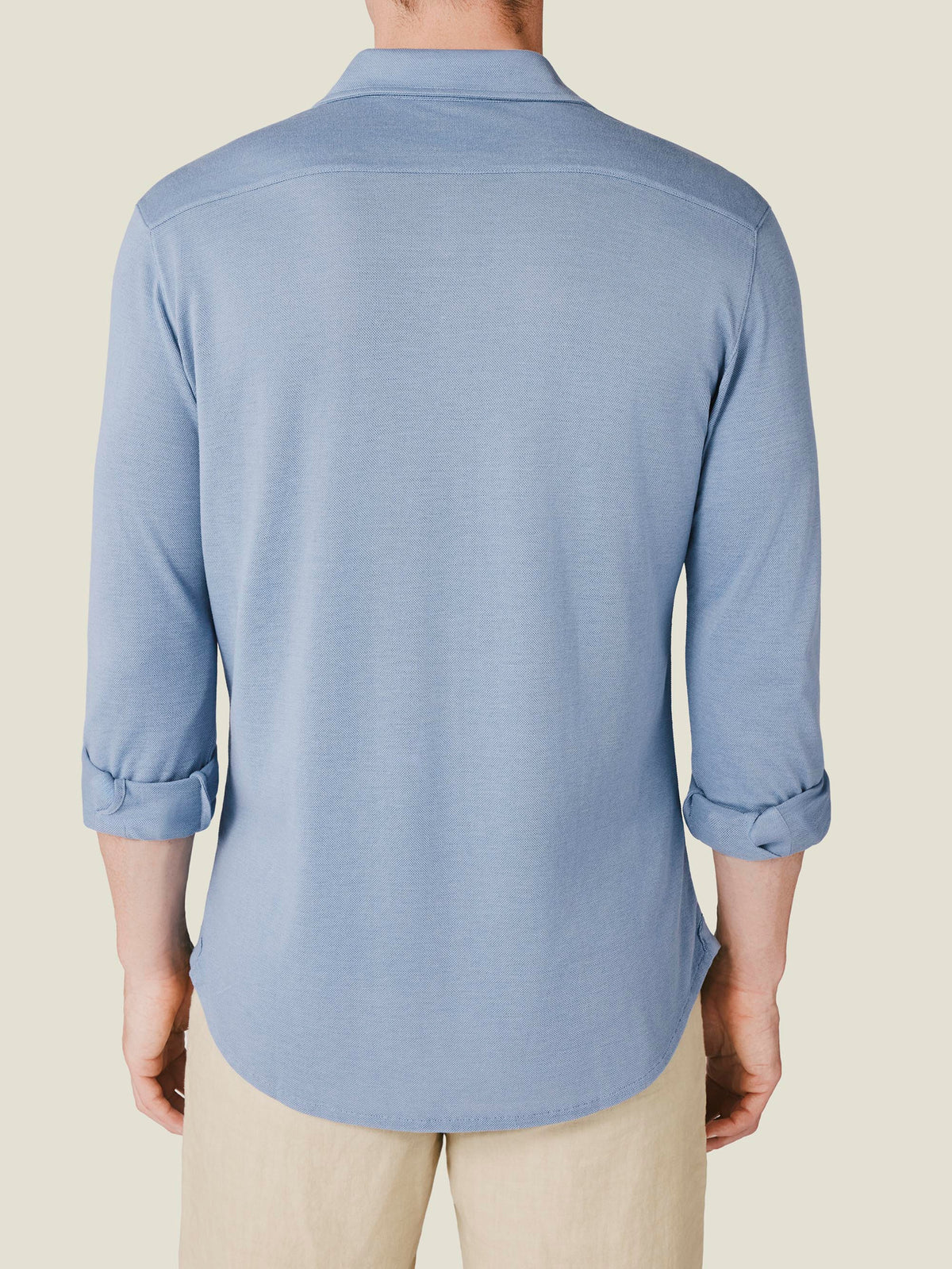 Luca Faloni Silk-Cotton Piqué Shirt - Light Blue - view 3