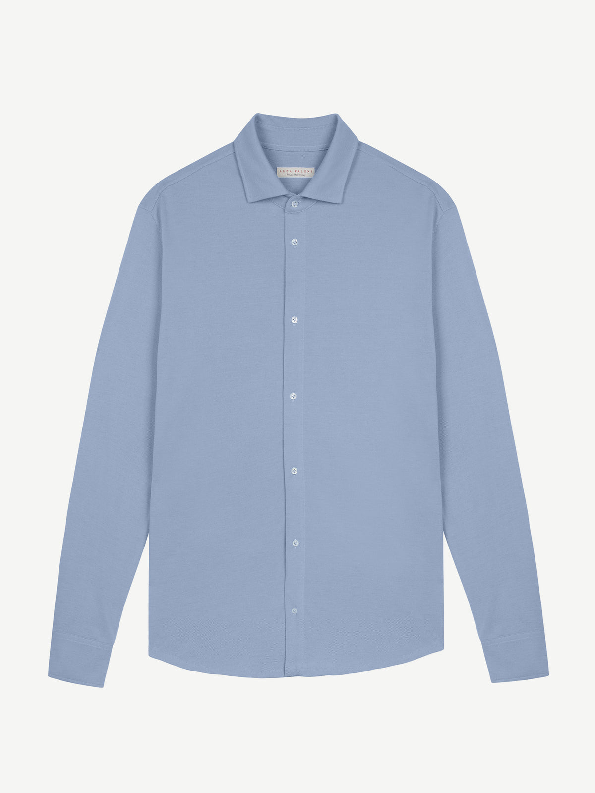 Luca Faloni Silk-Cotton Piqué Shirt - Light Blue - view 5