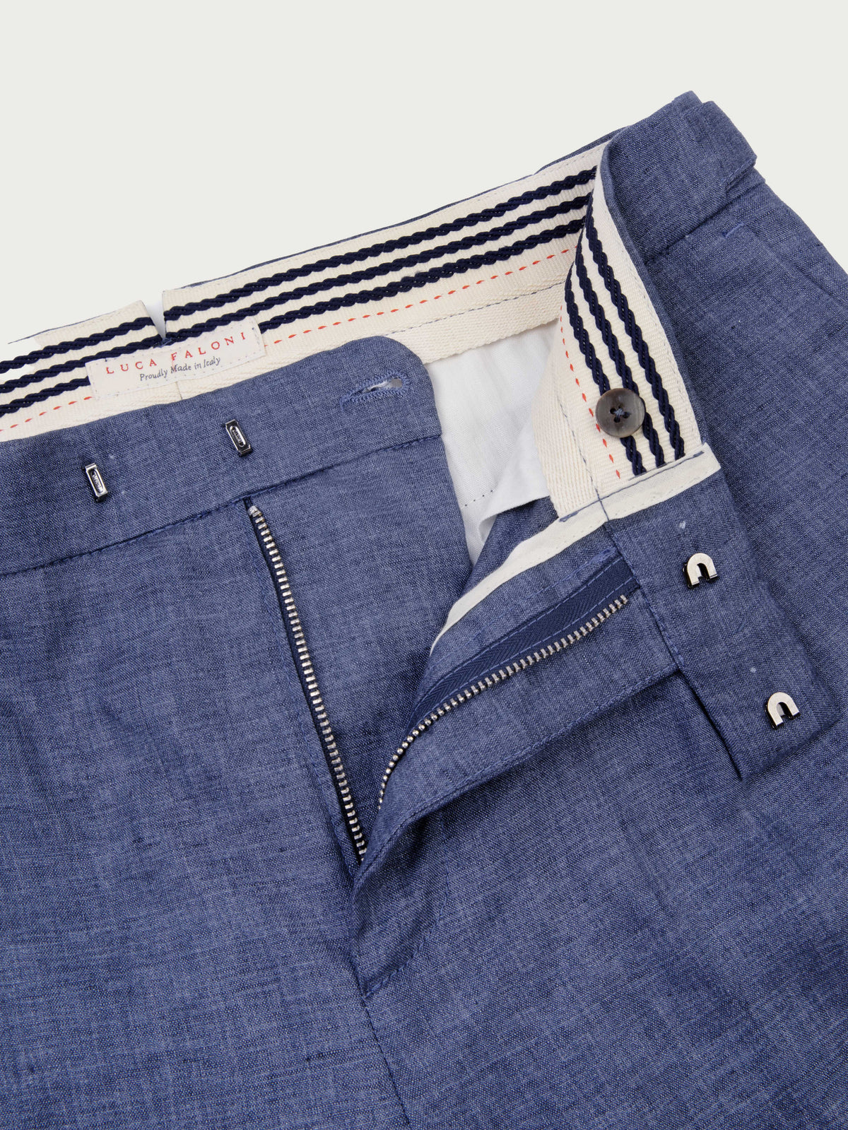 Luca Faloni Linen Elegant Trousers - Azure - view 5