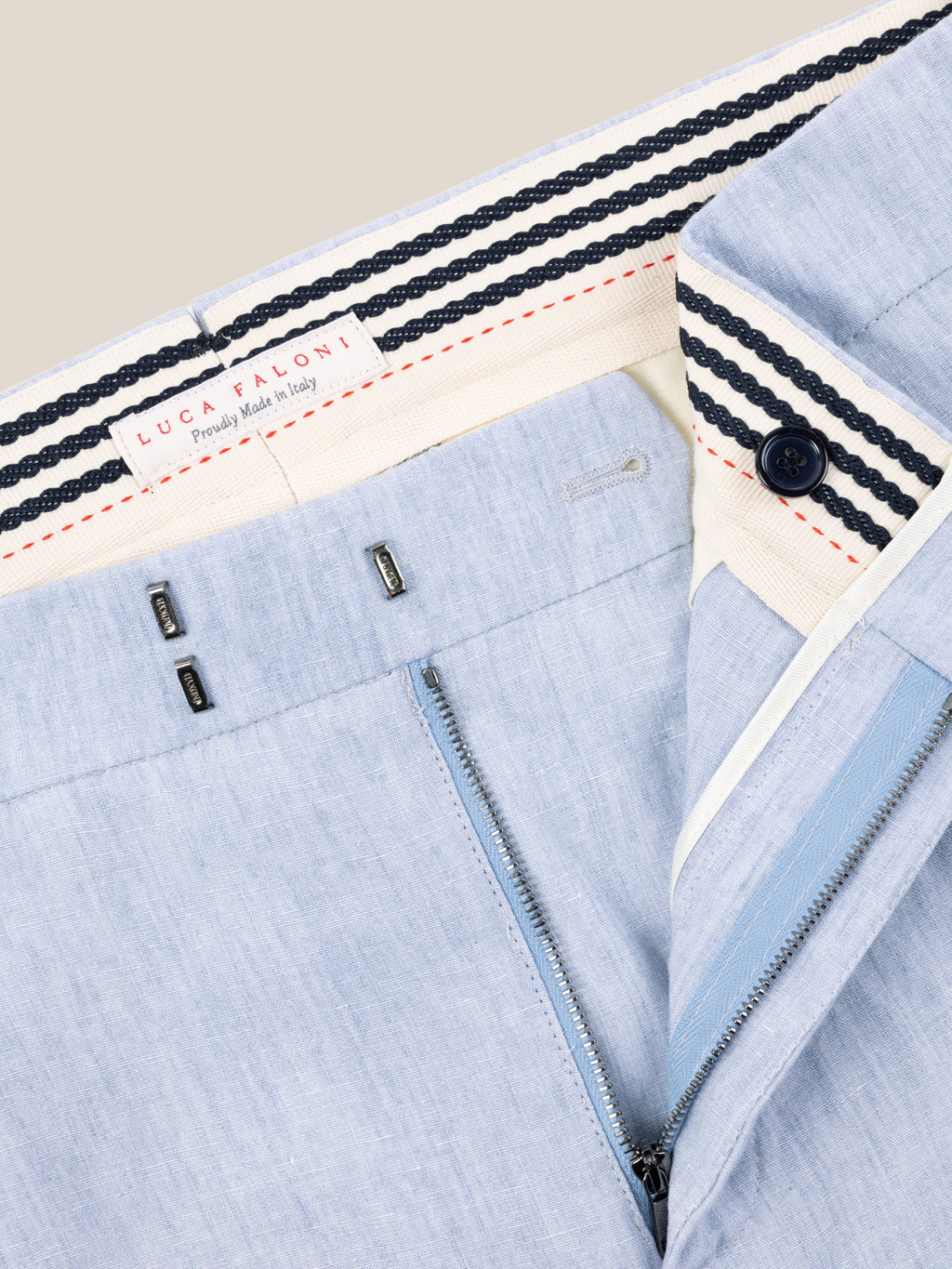 Luca Faloni Linen Elegant Trousers - Light Blue - view 5