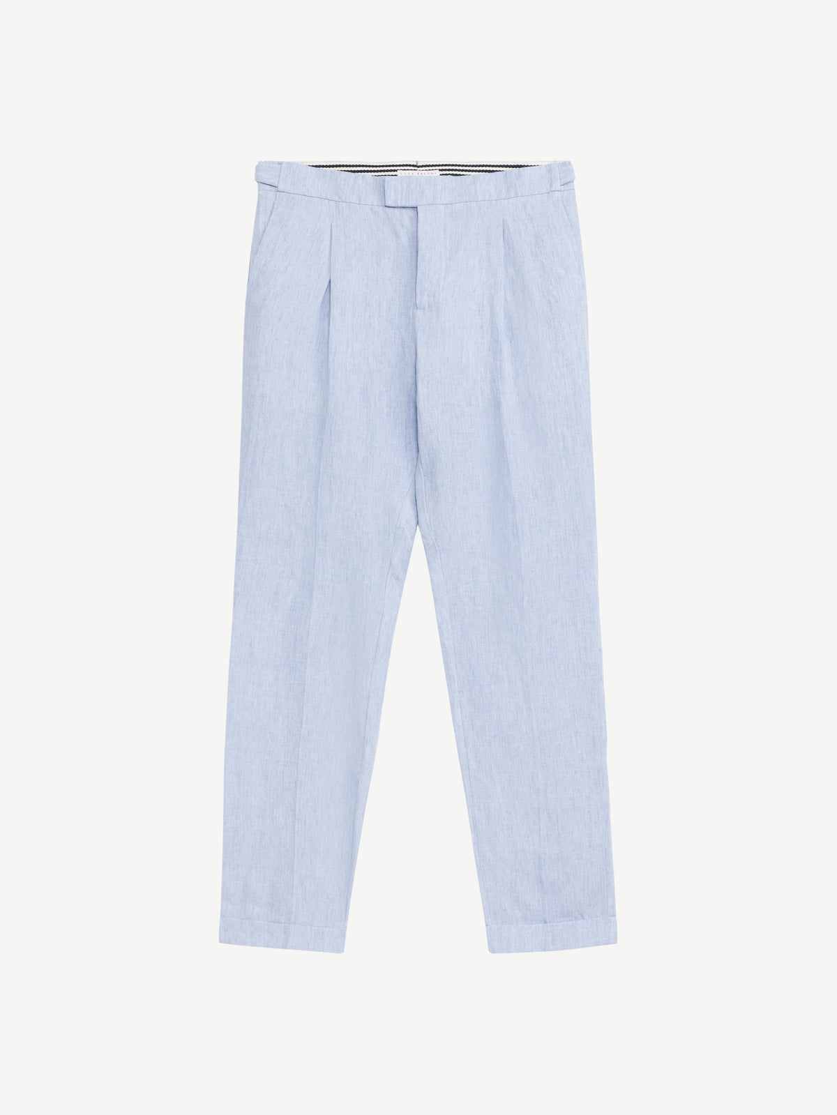 Luca Faloni Linen Elegant Trousers - Light Blue - view 7