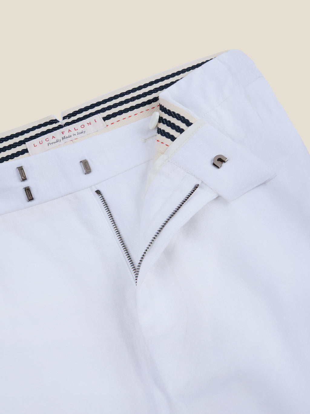 Luca Faloni Linen Elegant Trousers - White - view 5