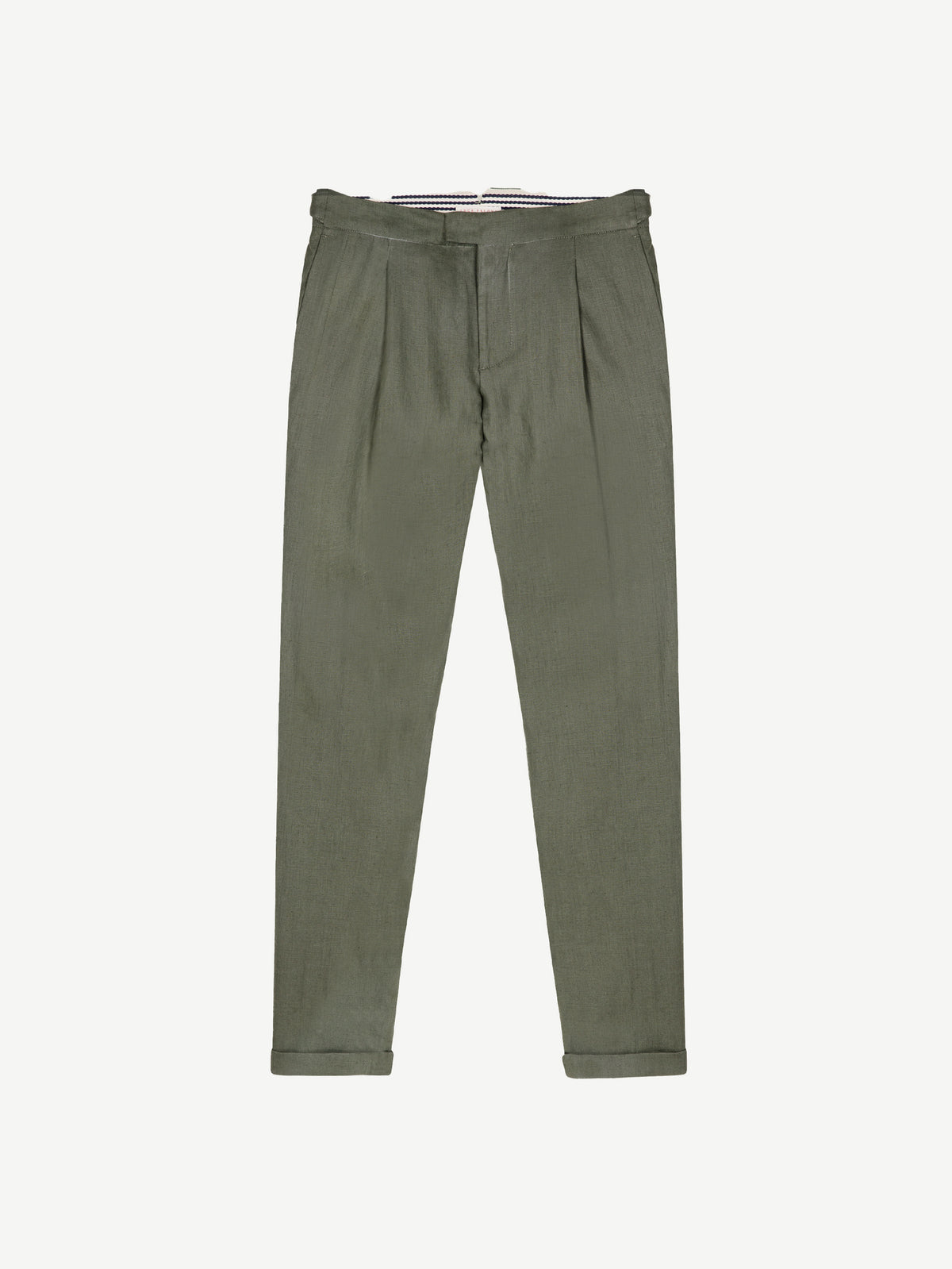 Luca Faloni Linen Elegant Trousers - Olive Green - view 7