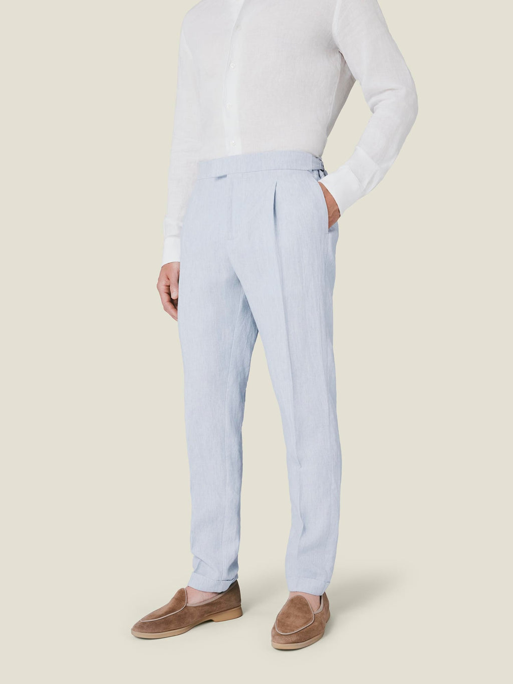 Luca Faloni Linen Elegant Trousers - Light Blue - view 1