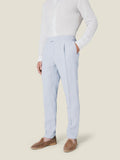 Luca Faloni Linen Elegant Trousers - Light Blue - view 1