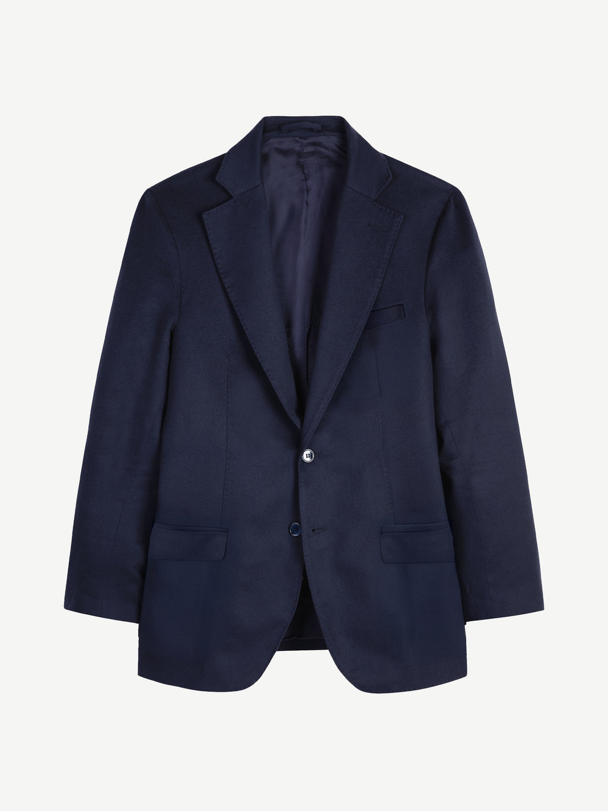 Front view of the Luca Faloni navy blue Wool Blazer on a white background.