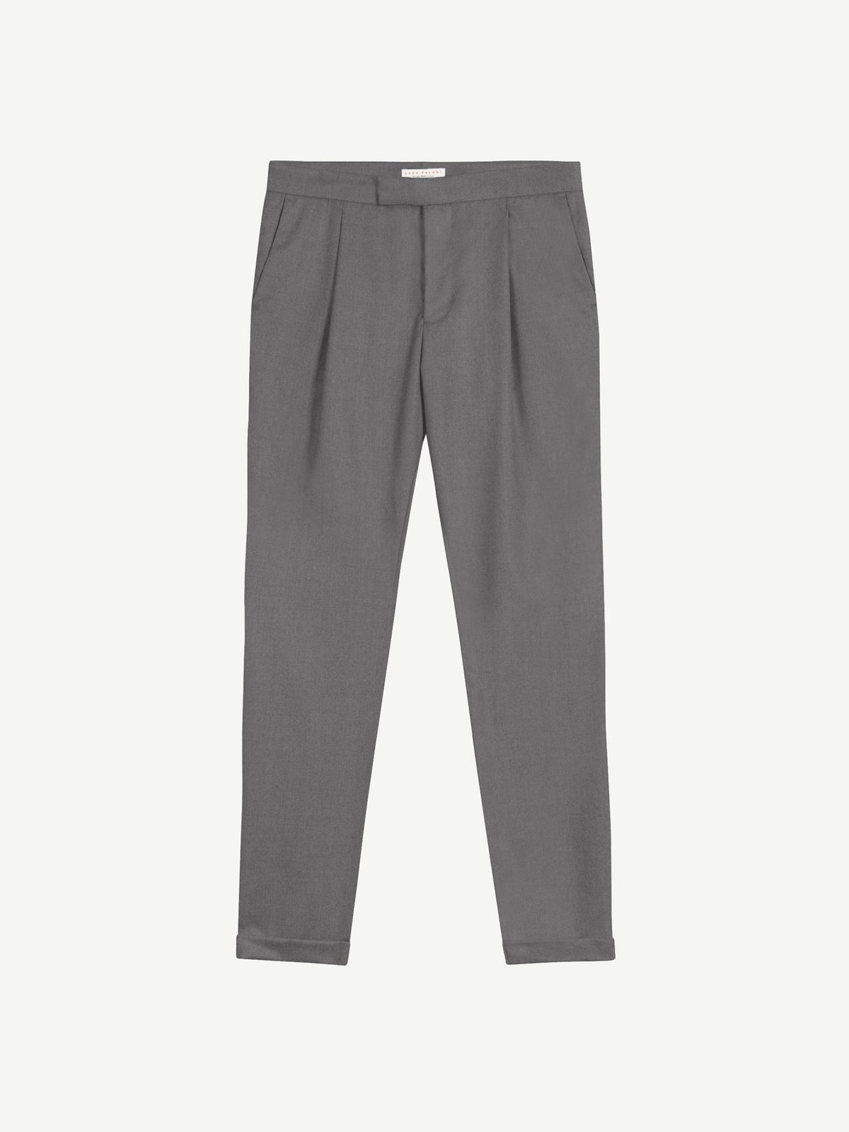 Luca Faloni Virgin Wool Classic Pleated Trousers - Light Grey - view 5