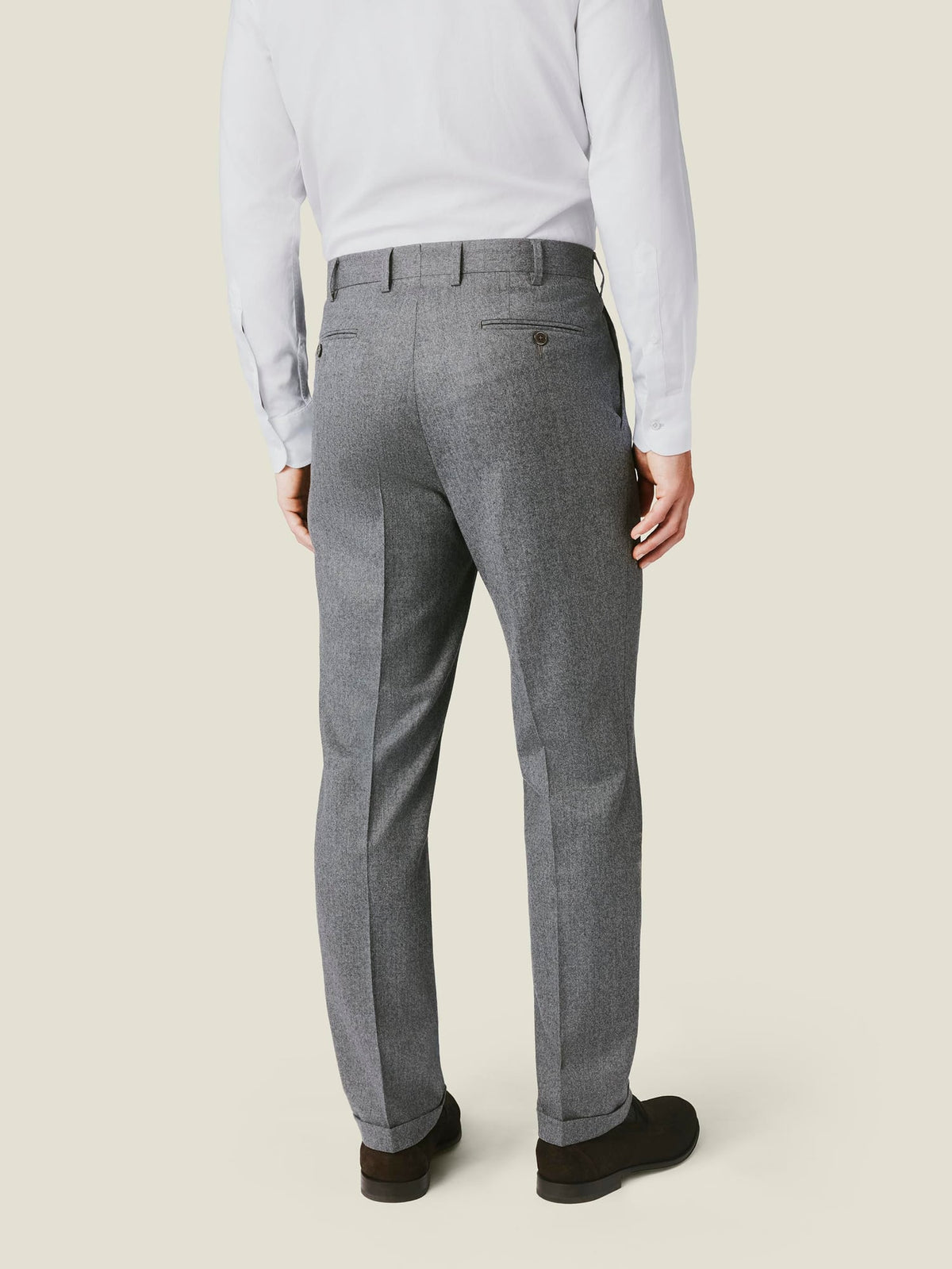 Luca Faloni Virgin Wool Classic Pleated Trousers - Light Grey - view 3