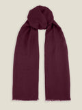 Front view of the Luca Faloni Silk-Cashmere Scarf in Burgundy, tied in a classic knot against a neutral background.
