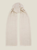 A flat lay of the Luca Faloni Silk-Cashmere Scarf in Sand, tied in a loose knot against a neutral background.