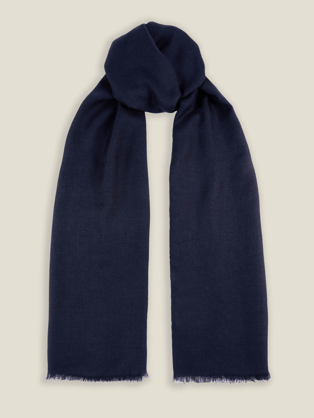 Front view of the Luca Faloni Silk-Cashmere Scarf in Midnight Blue against a neutral background.