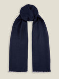 Front view of the Luca Faloni Silk-Cashmere Scarf in Midnight Blue against a neutral background.