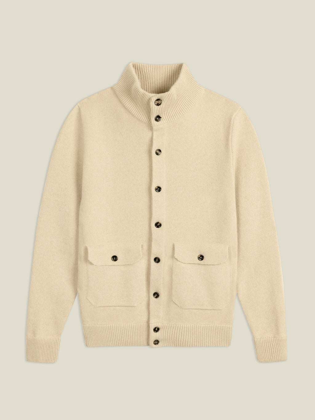Front view of the Oatmeal Cashmere Bomber on a neutral background.