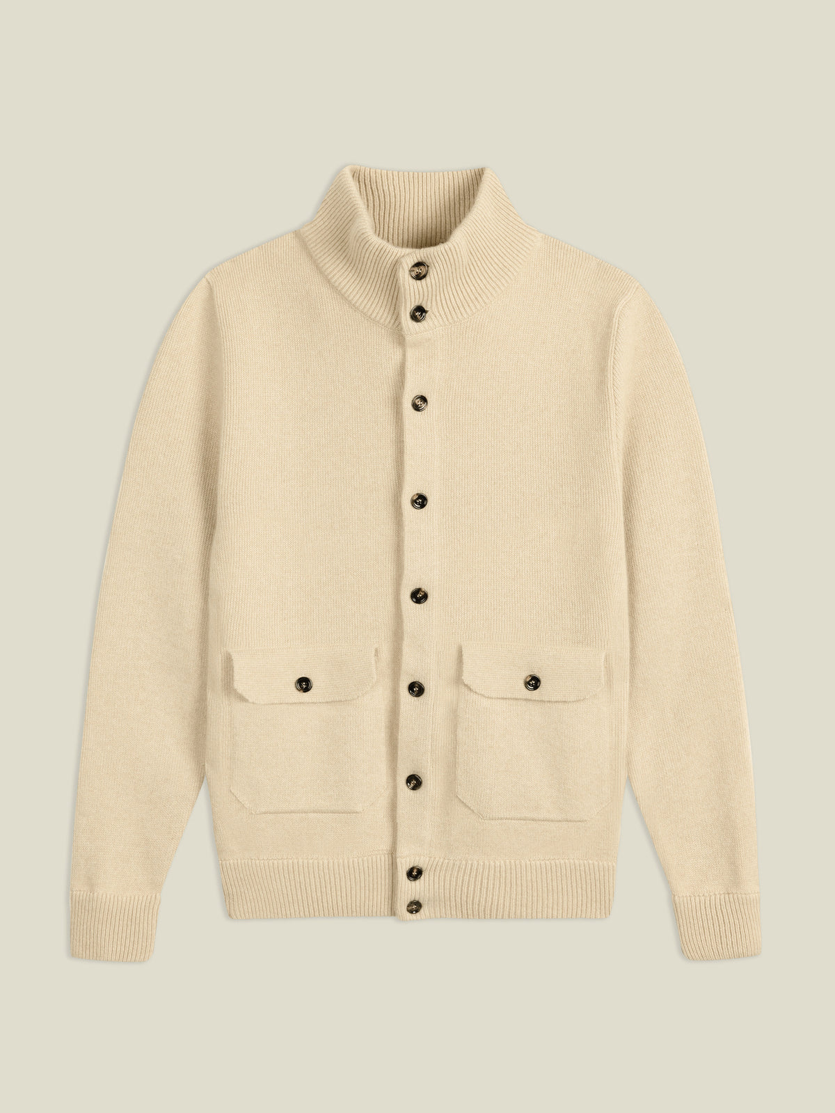 Front view of the Oatmeal Cashmere Bomber on a neutral background.