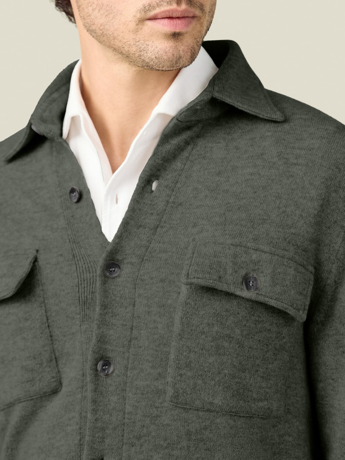 Luca Faloni 2-Ply Cashmere Overshirt - Moss Green - view 2
