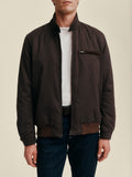 Front view of the Luca Faloni City Jacket in chocolate brown, worn by a model against a plain background.