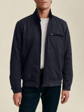 Front view of the Luca Faloni City Jacket in midnight blue, worn by a model against a plain background.